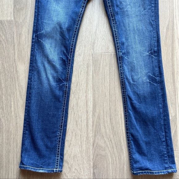 Cartise Embellished Low Rise Jeans Blue Zipp Pockets Women's Size 4 - Picture 4 of 16